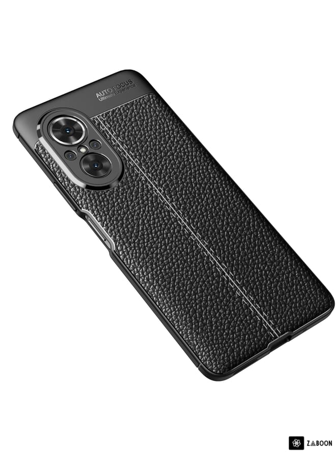 Green Tiger For Huawei nova 9 SE Litchi Texture Shockproof TPU Phone Case(Black) - Image 2