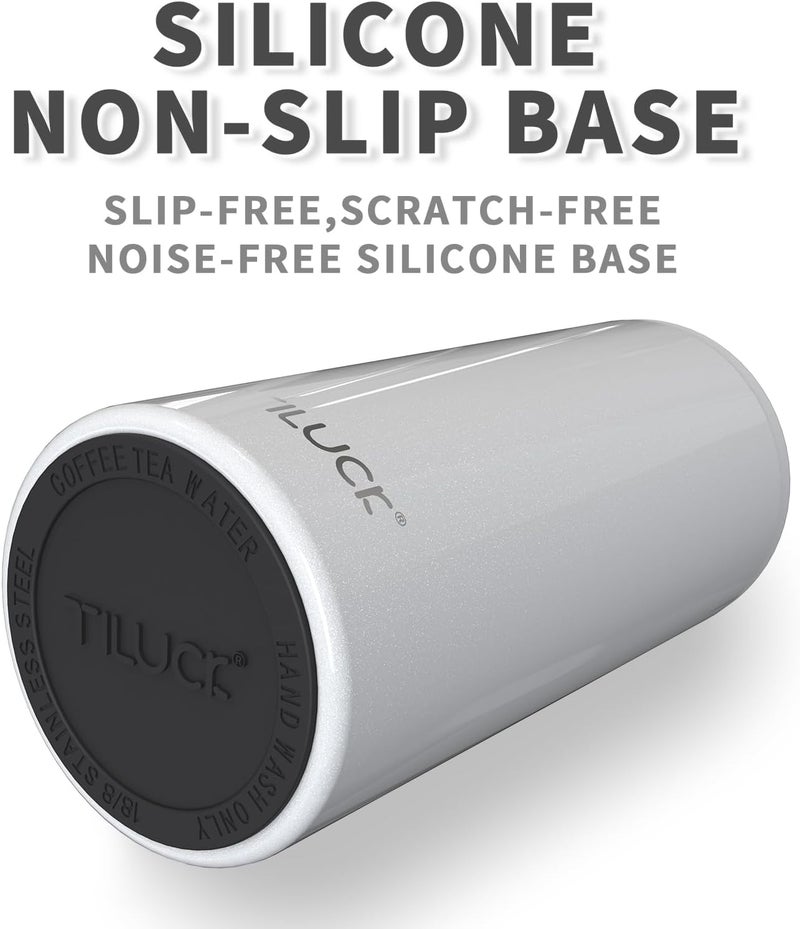 TILUCK Skinny Can Cooler for Slim Beer & Hard Seltzer, Stainless Steel, Doucle-Walled Stainless Steel Insulated Slim Cans, Standard 12 oz (Glitter White) - Image 4