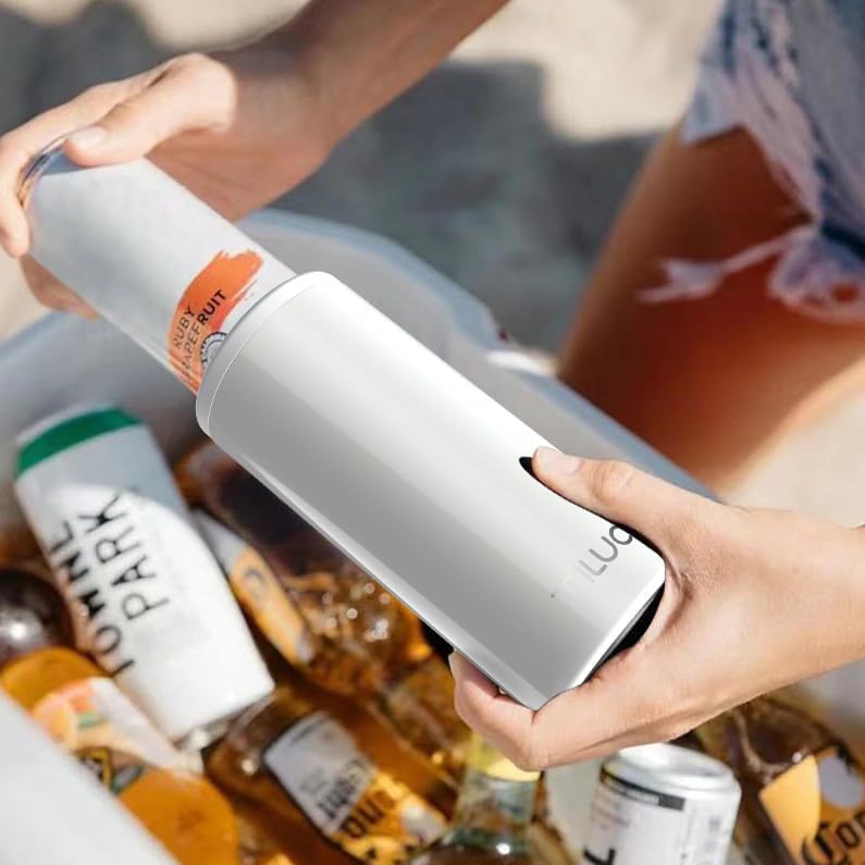 TILUCK Skinny Can Cooler for Slim Beer & Hard Seltzer, Stainless Steel, Doucle-Walled Stainless Steel Insulated Slim Cans, Standard 12 oz (Glitter White) - Image 5
