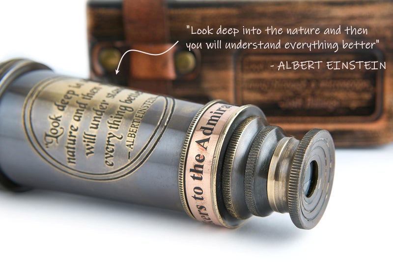 Super7One 1920 Antique Brass Spyglass Telescope 15-inch with Premium Leather Case, Collapsible 15x Clear Vision, Vintage Pirate & Explorer Collectible for Sailing, Birdwatching, Home & Ship Decor | Super7One - Image 3