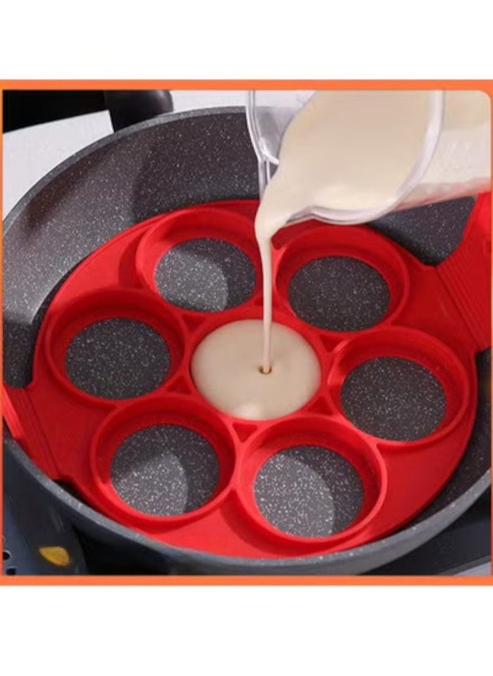 Generic Silicone Pancake Maker Multiple Shapes 7 Holes Nonstick Baking Mold Ring Fried Egg Molds for Family Cooking Kitchenware Gadgets  - Image 2