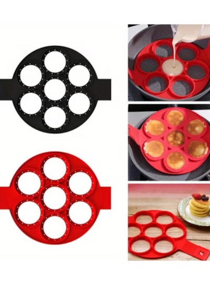 Generic Silicone Pancake Maker Multiple Shapes 7 Holes Nonstick Baking Mold Ring Fried Egg Molds for Family Cooking Kitchenware Gadgets  - Image 4