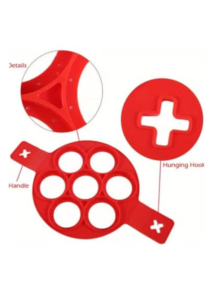 Generic Silicone Pancake Maker Multiple Shapes 7 Holes Nonstick Baking Mold Ring Fried Egg Molds for Family Cooking Kitchenware Gadgets  - Image 5