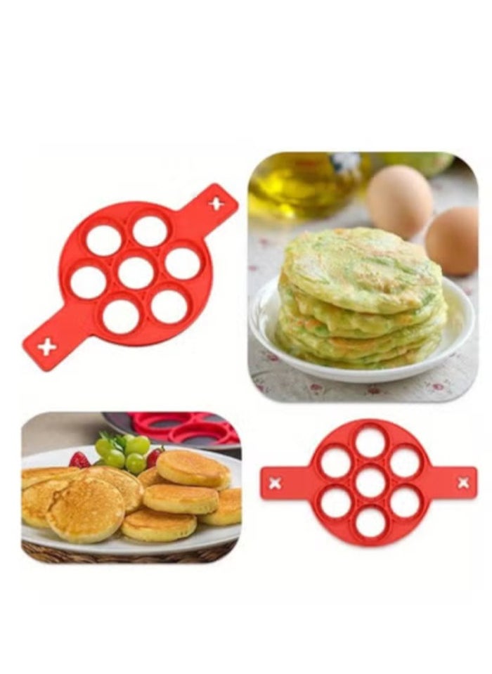Generic Silicone Pancake Maker Multiple Shapes 7 Holes Nonstick Baking Mold Ring Fried Egg Molds for Family Cooking Kitchenware Gadgets  - Image 1