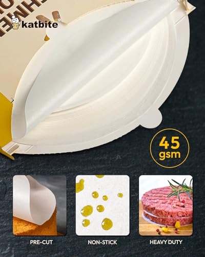 Katbite 9 Inch Parchment Paper Rounds, 200Pcs Cake Parchment Circles, Heavy Duty & Non-stick for Cake Baking, Air Fryer Liners, Tortilla Press - Image 2