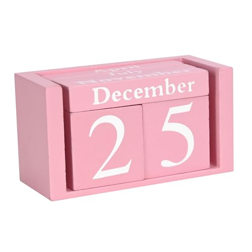 MICKYU Wooden Desk Calendar | Cute Office Desk Accessories Pink Room Decor for Women - Image 1