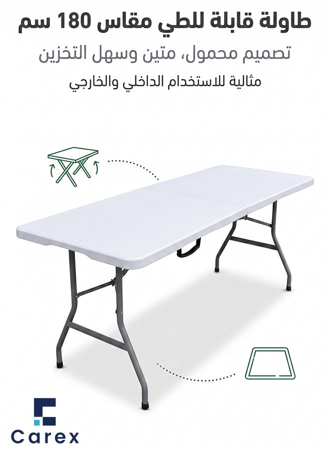 careX 180cm Foldable Plastic Folding Table, Heavy Duty Portable Rectangular Table for Indoor Outdoor Party Picnic Catering - Image 1