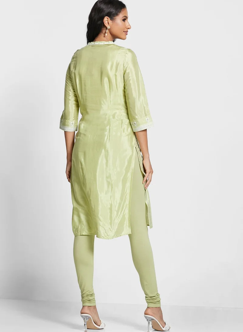 W Keyhole Printed Kurti