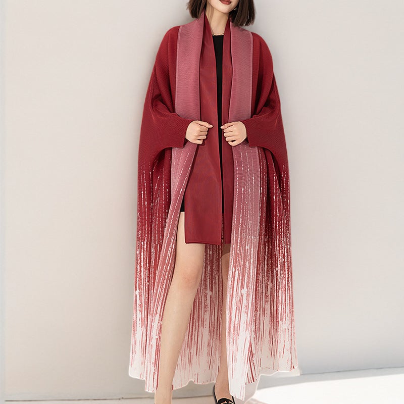 Middle East Muslim Robe Women'S Long Dress Women'S Loose Plus Size Pleated Gradient High-Grade Arabian Dubai Clothing - Image 1