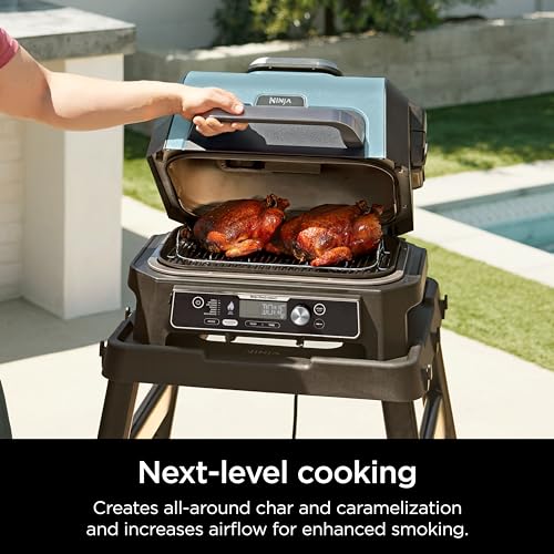 Ninja XSKRSTRKXL Woodfire Roast Smoke Rack Compatible with OG800 and OG900 Series Elevates Food for AllAround Charring and Smoke Absorption Increased Airflow Steel Smoking Rack Silver - Image 3