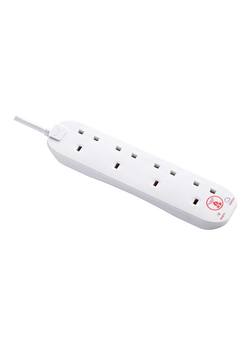 MASTERPLUG - Masterplug Four Socket Power Surge Protected Extension Lead, 2 Metres, 25 x 5.5 x 3 cm, White - Image 1