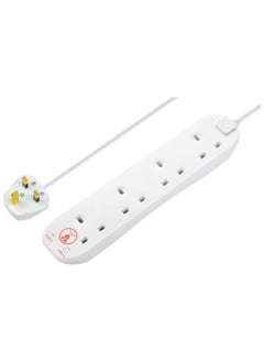 MASTERPLUG Masterplug Four Socket Power Surge Protected Extension Lead, 2 Metres, 25 x 5.5 x 3 cm, White  - Image 1