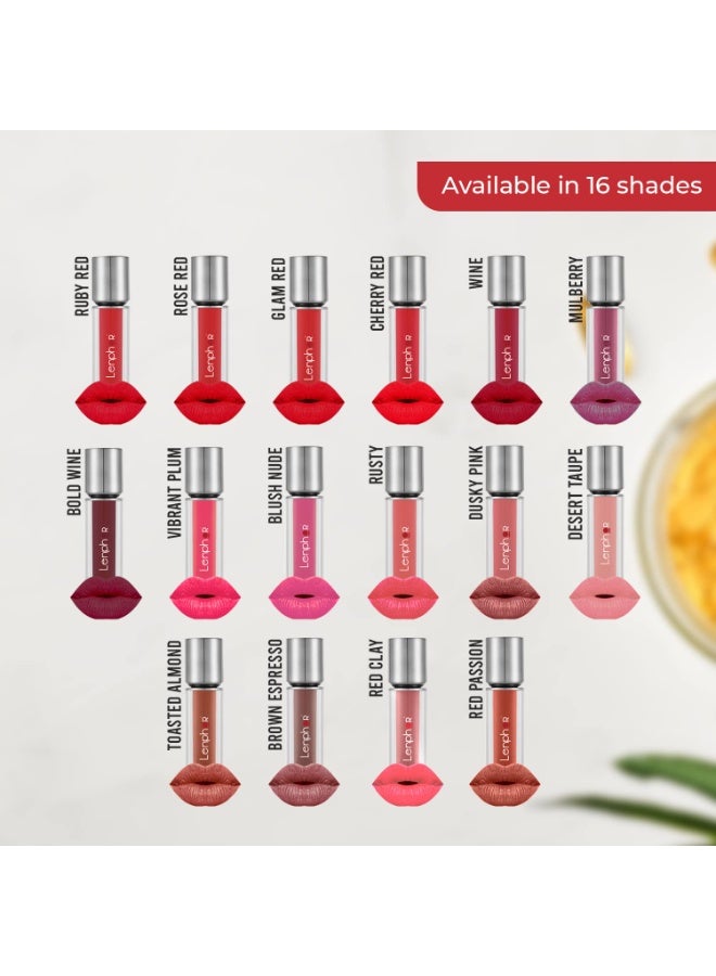 Lenphor Colour Me Up Liquid Lipstick is Infused with Vitamin A and E, Super Pigmented, Transfer-Proof, Smudge-Resistant, Matte Look, Blush Nude 2ml - Image 2