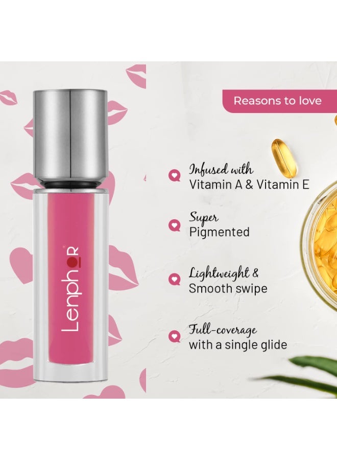 Lenphor Colour Me Up Liquid Lipstick is Infused with Vitamin A and E, Super Pigmented, Transfer-Proof, Smudge-Resistant, Matte Look, Blush Nude 2ml - Image 3