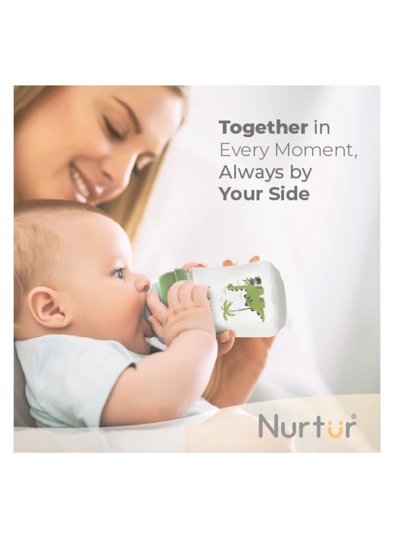 Nurtur-160Ml Pp Bottle With Wide Teat - Green / Dino - Image 4