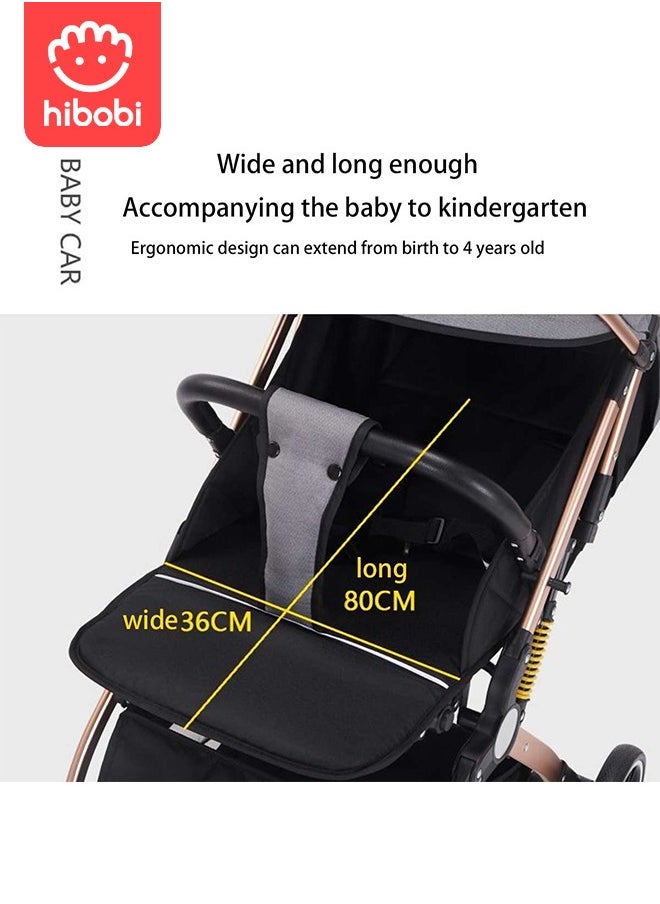 hibobi - Two-Way Push High View Portable Folding Stroller - Grey - Image 1