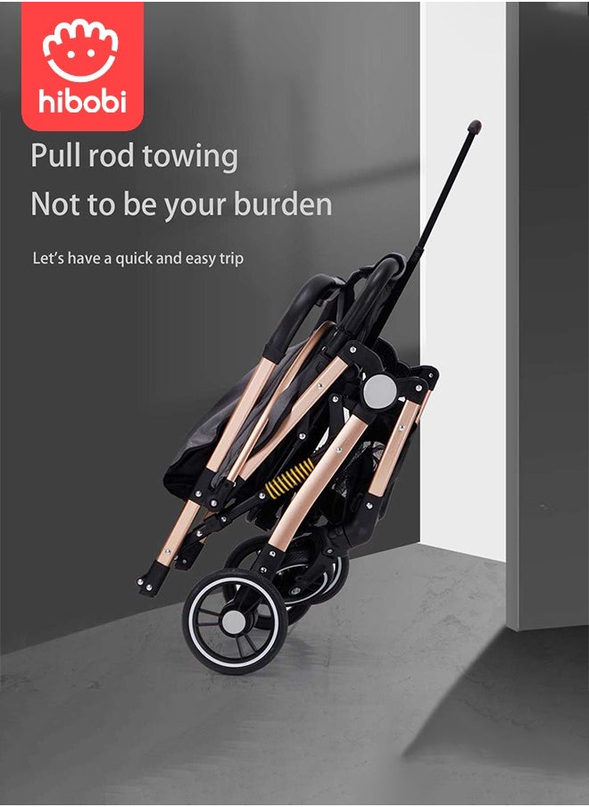 hibobi - Two-Way Push High View Portable Folding Stroller - Grey - Image 1