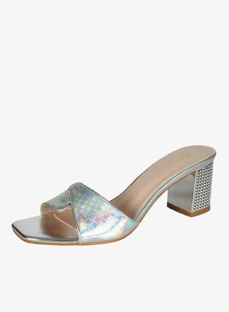 Zayna Silver 221-80 Zayna Ladies  High Block Heel Slip on 15C1596-13 Silver for Women | Best Price UAE