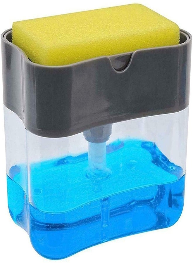 STERILIX Plastic 2 in 1 Liquid Soap Dispenser Pump with Sponge Holder Caddy Home Bathroom Kitchen Accessories Kitchen Sink Dishwasher (Pack of 1) - Image 1