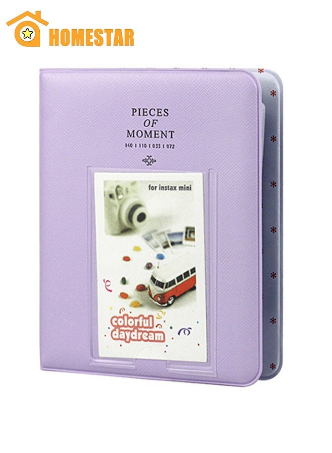 64 Pockets Photo album, for Fujifilm Instax Camera Mini 12, 11, 9, 8+, 8, 7s, 25, 26, 50s, 70, 90, Polaroid Snap, Z2300, Instant Printer Film, Lilac Purple