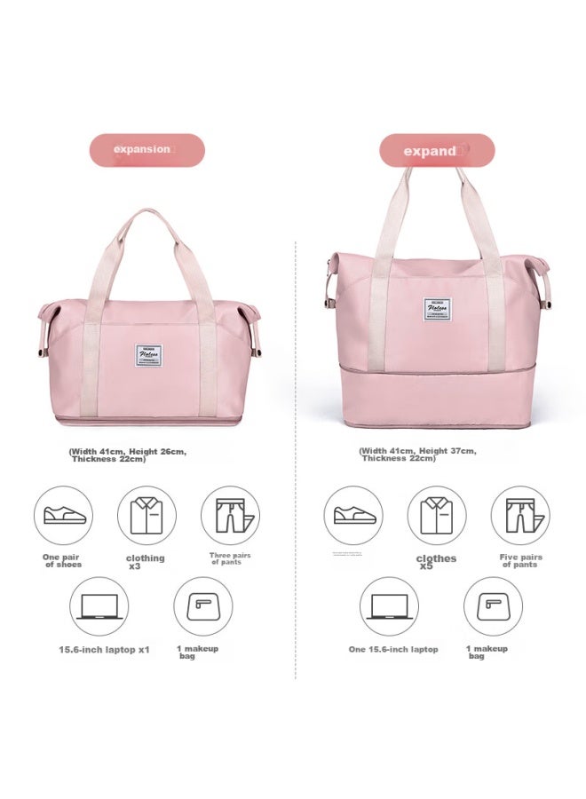 Landcase Handheld Travel Bag For Women, Large Capacity, Lightweight, Expandable Luggage Bag, Gym Bag, 2104 Pink - Image 5