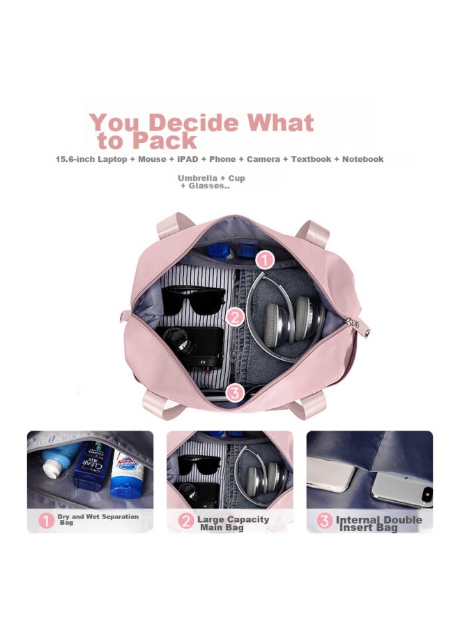 Landcase Handheld Travel Bag For Women, Large Capacity, Lightweight, Expandable Luggage Bag, Gym Bag, 2104 Pink - Image 3