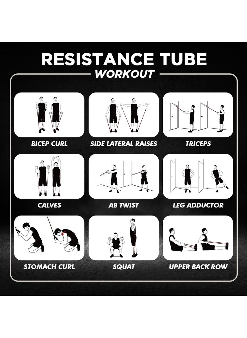 ENDLESS  Toning Tubes Set of 5 with Different Resistance Levels | With Door Anchor, Handles, Waterproof Carry Bag, Leg Ankle Straps for Men and Women  - Image 5