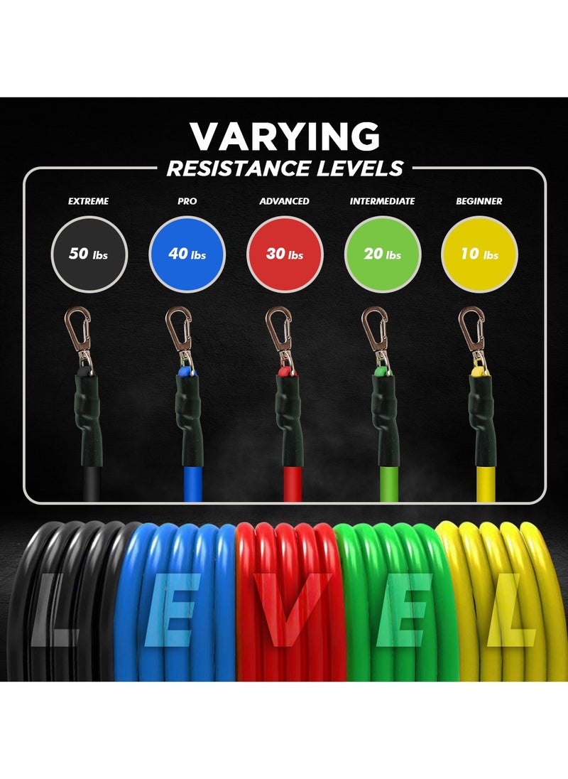 ENDLESS  Toning Tubes Set of 5 with Different Resistance Levels | With Door Anchor, Handles, Waterproof Carry Bag, Leg Ankle Straps for Men and Women  - Image 2