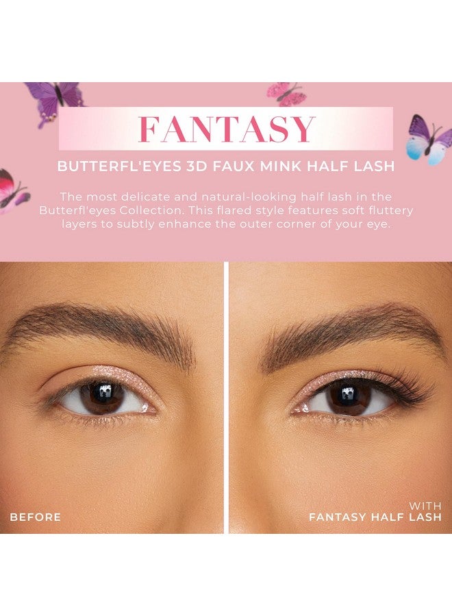 Lilly Lashes رموش باترفلاي فانتسي فو Mink ; رموش نصفية بمظهر وإحساس طبيعي ; رموش صناعية خفيفة ومريحة ; رموش قابلة لإعادة الاستخدام 20X ; لا حاجة للتقليم + سهلة التطبيق ; نمط متدرج ; 13 مم - Image 3