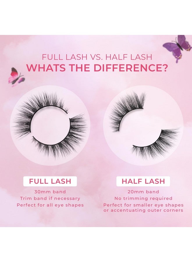 Lilly Lashes رموش باترفلاي فانتسي فو Mink ; رموش نصفية بمظهر وإحساس طبيعي ; رموش صناعية خفيفة ومريحة ; رموش قابلة لإعادة الاستخدام 20X ; لا حاجة للتقليم + سهلة التطبيق ; نمط متدرج ; 13 مم - Image 4