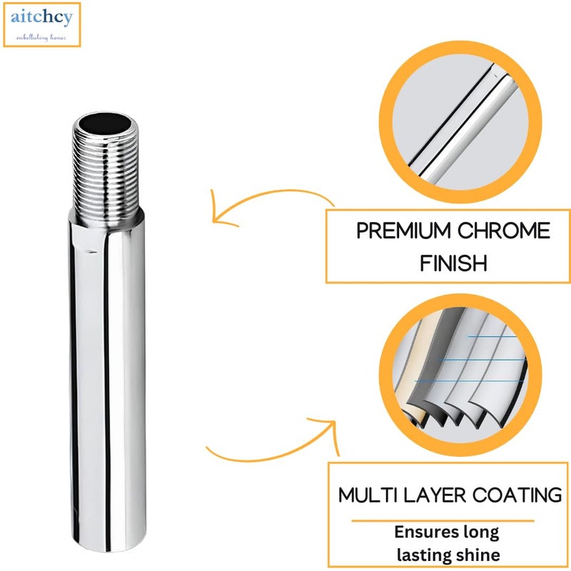 aitchcy Brass Extension Nipple 6 Inch | Chrome Finish Pipe Fitting Nipple | Heavy Duty Connector | 7-Year Warranty (6 Inch) Pack of 1 - Image 4