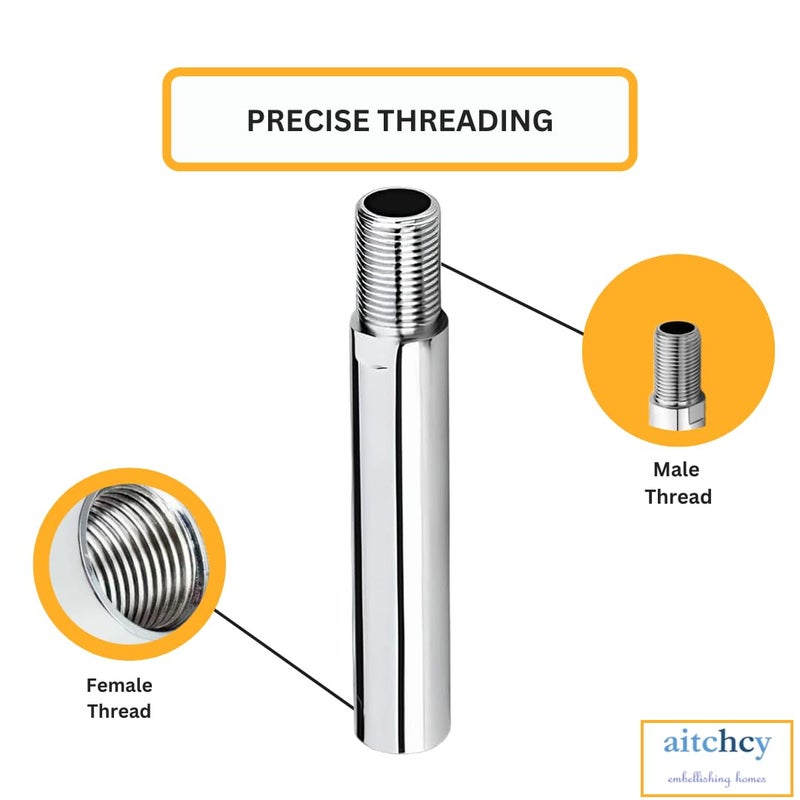 aitchcy Brass Extension Nipple 6 Inch | Chrome Finish Pipe Fitting Nipple | Heavy Duty Connector | 7-Year Warranty (6 Inch) Pack of 1 - Image 5