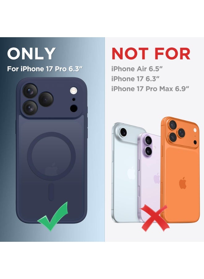 كبرارو غطاء آيفون 17 برو مع MagSafe، مغناطيس قوي، زر معدني للكاميرا، ‏[حماية كاملة للكاميرا] ‏[واقي شاشة]، غطاء سيليكون مقاوم للصدمات، متوافق مع ملحقات MagSafe، باللون الأزرق الداكن - Image 2