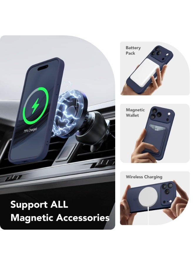 كبرارو غطاء آيفون 17 برو مع MagSafe، مغناطيس قوي، زر معدني للكاميرا، ‏[حماية كاملة للكاميرا] ‏[واقي شاشة]، غطاء سيليكون مقاوم للصدمات، متوافق مع ملحقات MagSafe، باللون الأزرق الداكن - Image 3