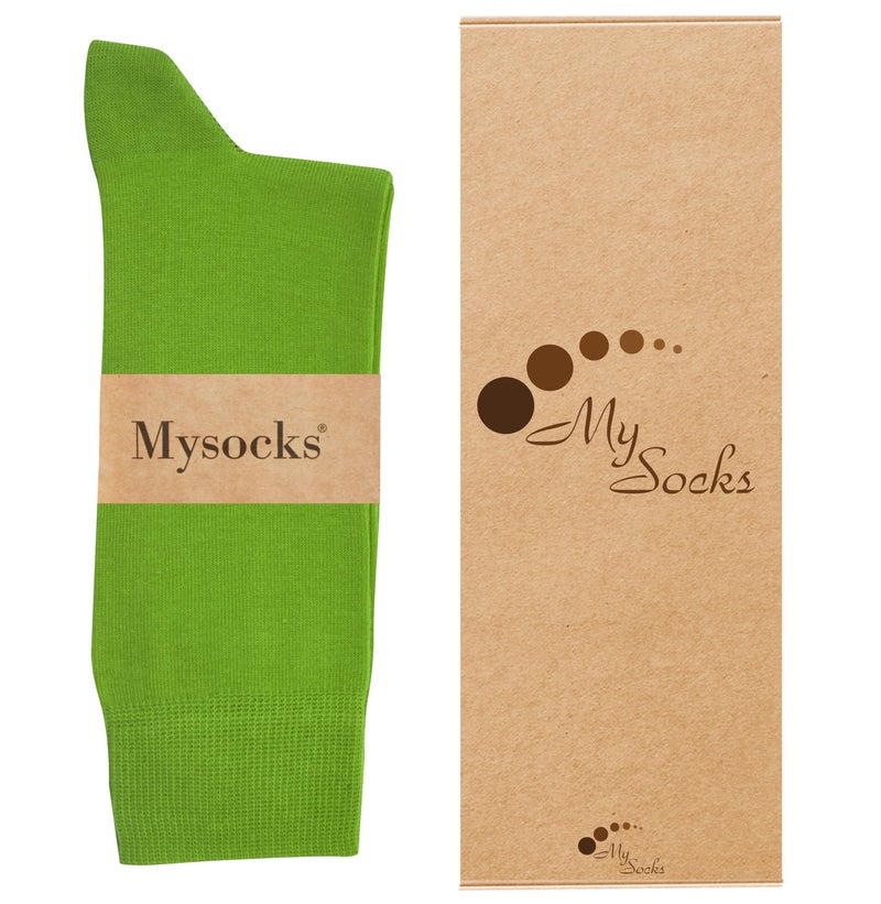 Mysocks Crew Socks for Women Men Colorful Seamless Toe Soft Cotton Dress Socks (Lime 8-12) - Image 5