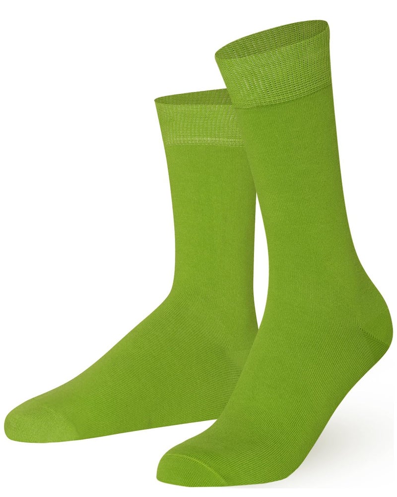 Mysocks Crew Socks for Women Men Colorful Seamless Toe Soft Cotton Dress Socks (Lime 8-12) - Image 1