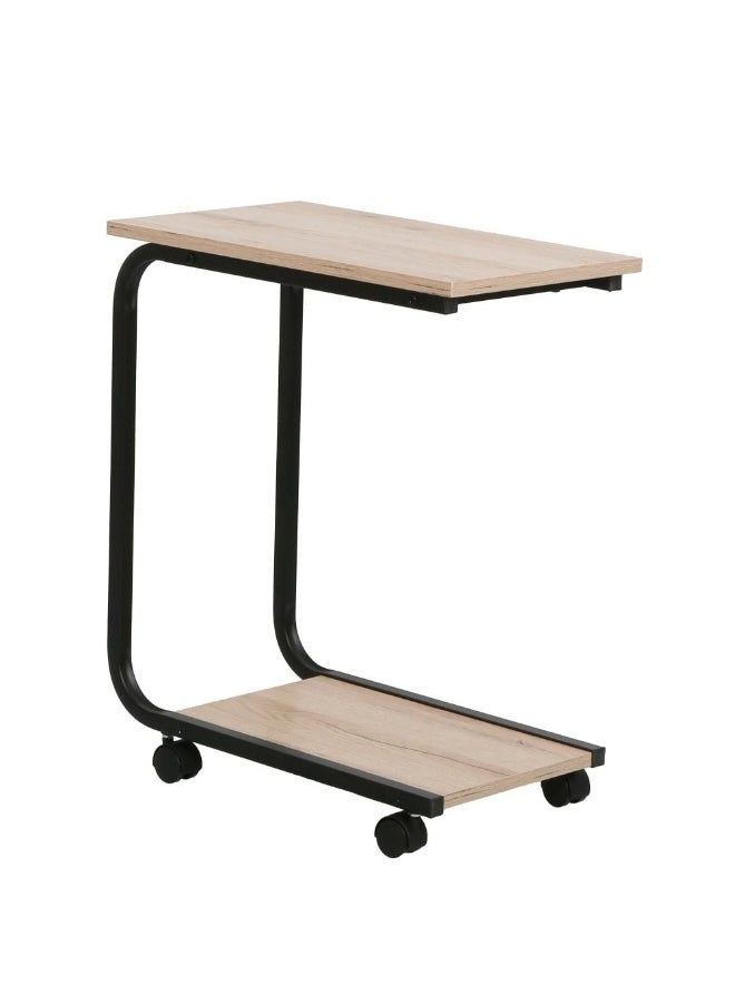 DANUBE HOME Castilia Side Table - Stylish Oak/Black End Table for Living Room, Engineered Wood & Metal, Modern Design, Melamine Finish, Size: L50xW30xH60cm - Ideal Furniture Accent! - Image 1