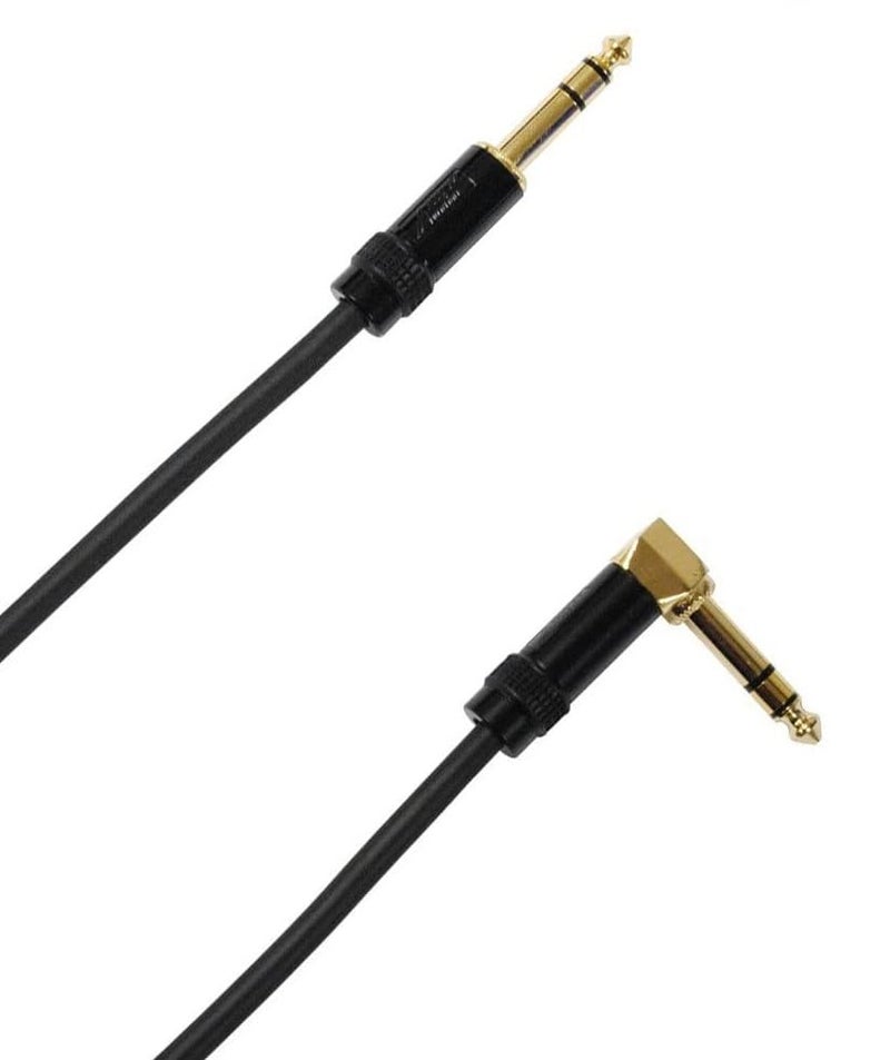 AUDIO 2000'S Audio2000'S E26103 Three-Feet Gold-Plated 1/4-Inch TRS Right Angle to Gold-Plated 1/4-Inch TRS Straight Audio/Patch/Stage/Recoding Cable (One 3-Feet Cable) - Image 2