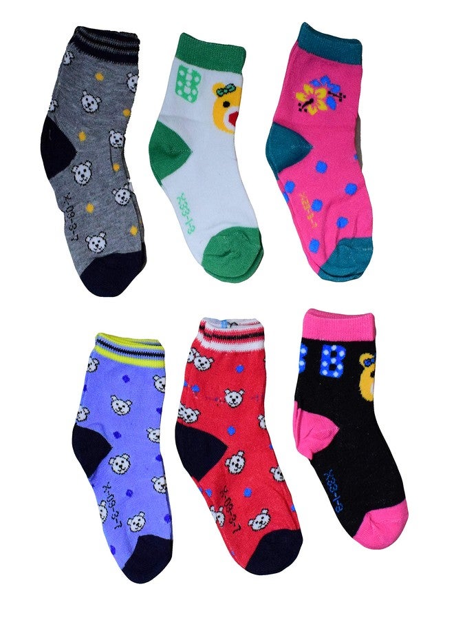 PIKIPOO Boy's & Girl's Regular Cotton Socks (Pack of 6) (Assorted_3-4 Years)