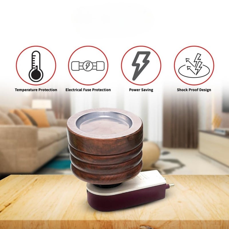 Arano داني كهربائي خشبي - موزع خشب الكافور، موقد عطر وبخور للاستخدام في البوجا، التأمل، المنزل الروحي والمكتب مثالي للبوجا والهدايا (بني) - Image 4