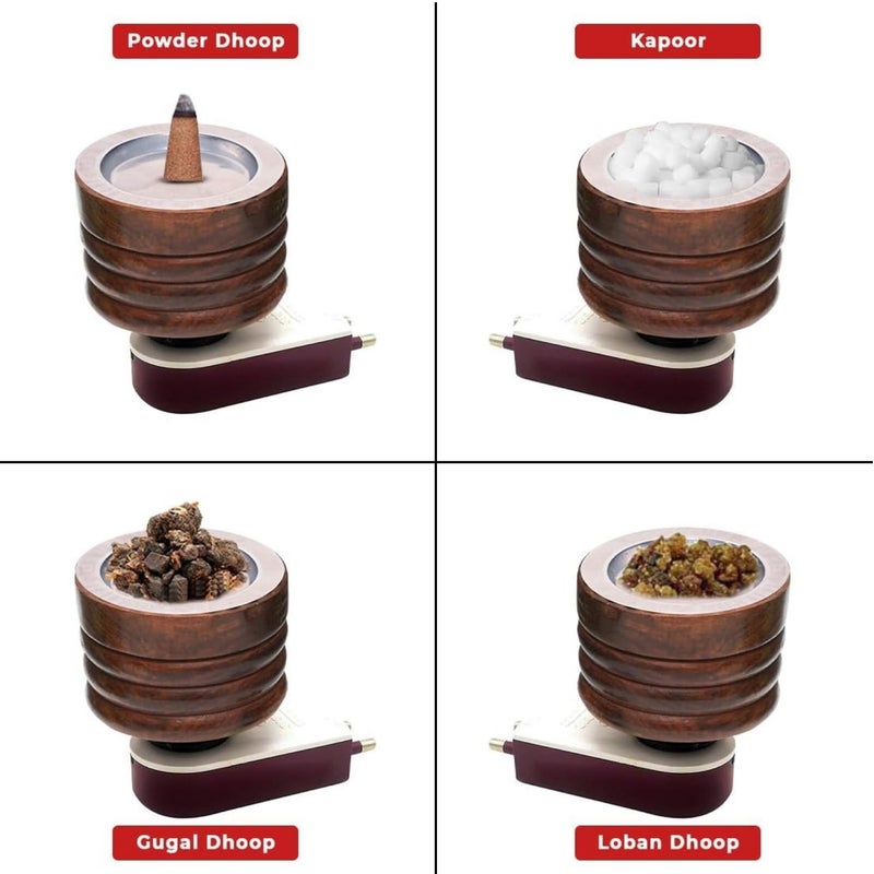 Arano داني كهربائي خشبي - موزع خشب الكافور، موقد عطر وبخور للاستخدام في البوجا، التأمل، المنزل الروحي والمكتب مثالي للبوجا والهدايا (بني) - Image 3