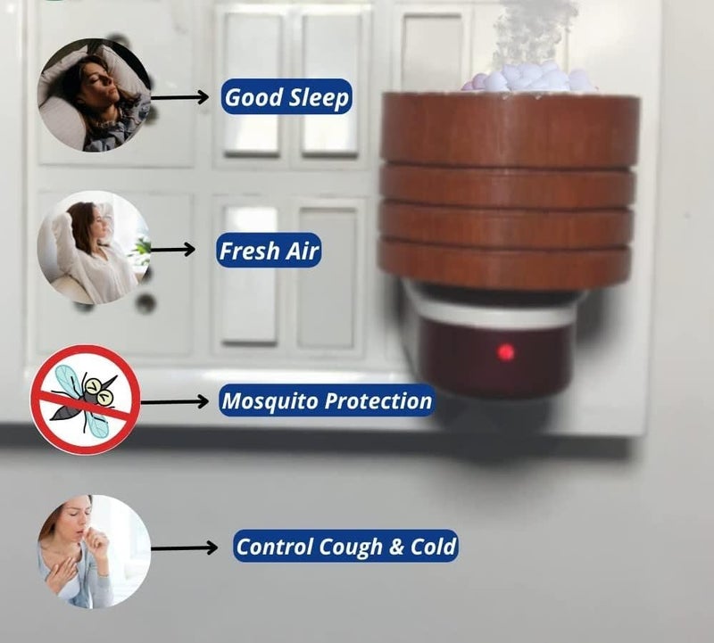 Arano داني كهربائي خشبي - موزع خشب الكافور، موقد عطر وبخور للاستخدام في البوجا، التأمل، المنزل الروحي والمكتب مثالي للبوجا والهدايا (بني) - Image 1