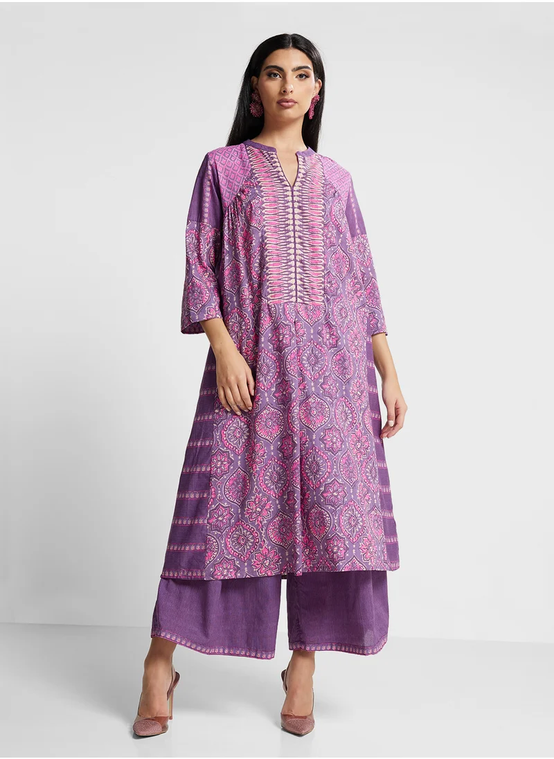Biba Kurta With Palazo & Dupatta Set