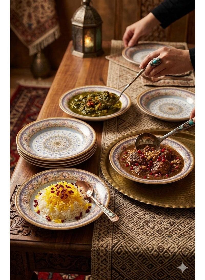 6-Piece Melamine Deep Plate Set, 8-Inch, Ornate Design - Image 2