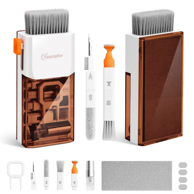 Tassmpitor Laptop Screen Keyboard Cleaner Kit, All in 1 Electronics Cleaning Tool for MacBook iPad iPhone Pro Cell Phone, Brush Tool for Tablet, Computer, PC Monitor,TV Camera Lens with Patent, Brown - Image 1
