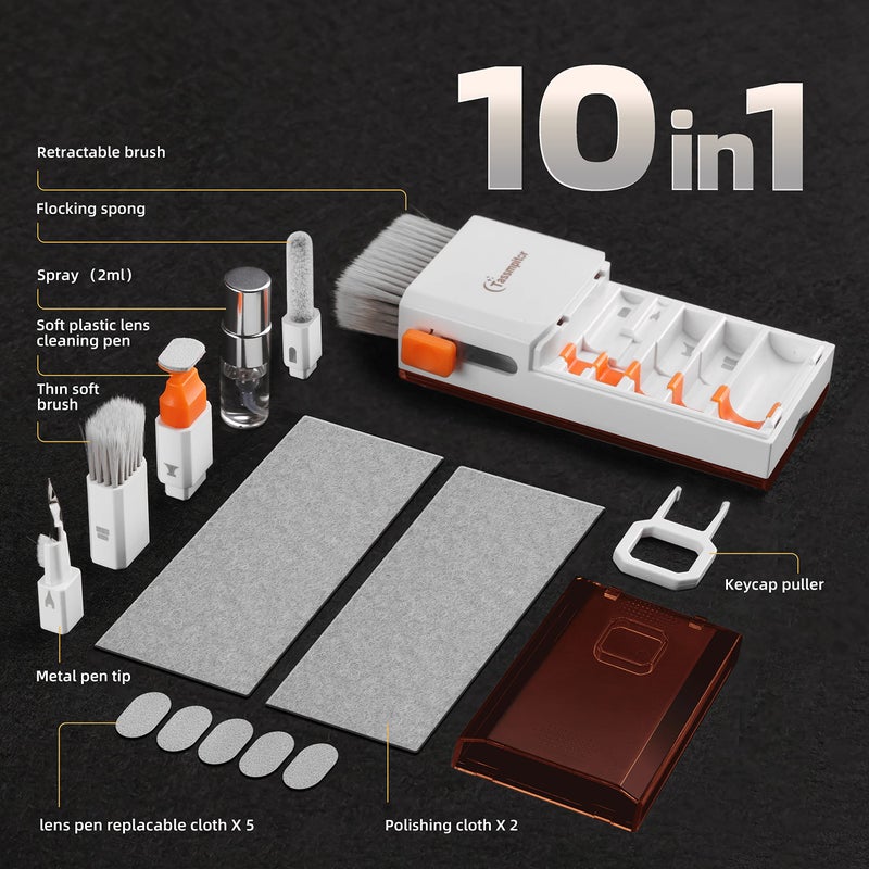 Tassmpitor Laptop Screen Keyboard Cleaner Kit, All in 1 Electronics Cleaning Tool for MacBook iPad iPhone Pro Cell Phone, Brush Tool for Tablet, Computer, PC Monitor,TV Camera Lens with Patent, Brown - Image 5