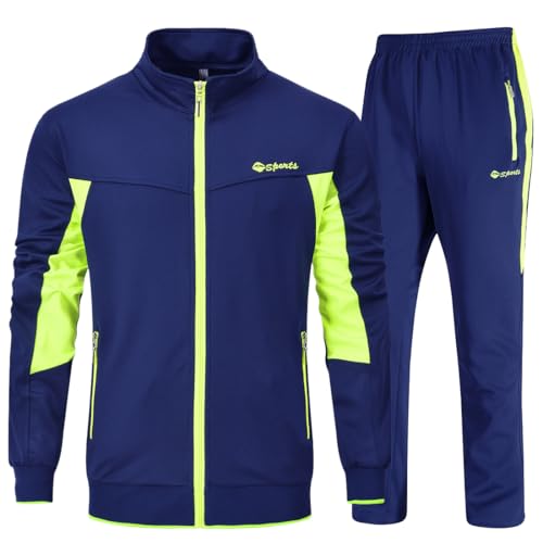 YSENTO Men's Tracksuits Outfits Set 2 Piece Jogging Suits Warm Up Sweatsuits Sweat Track Suits Sets Blue 3XL - Image 1