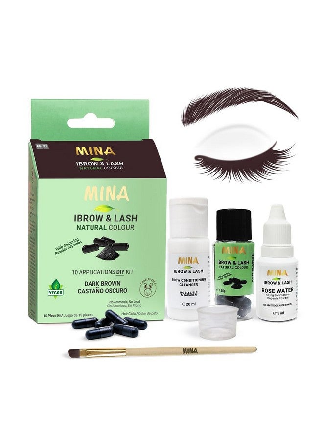 Minaibrow & Lash Tint kit Dark Brown | Natural Spot coloring and Brow Tinting Kit Powder in Capsule, Water and Smudge Proof | No Ammonia, No Lead - Image 1