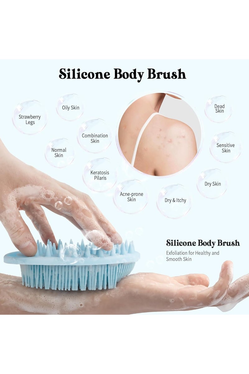 3PCS Silicone Body Scrubber Exfoliating brush 2 in 1 Bath and Shampoo Brush Scalp Massager Lathers Well Long long-lasting Easy to Clean And More Hygienic Than Traditional Loofah - Image 3