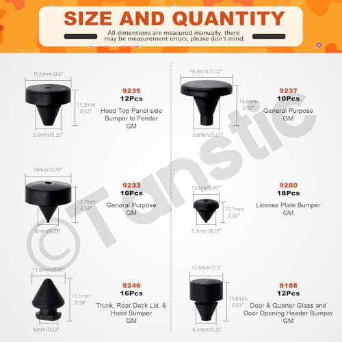 Tanstic 160Pcs Black Automotive Rubber Bumper Stopper Rubber Stop Bumper Compatible with Ford GM Vehicle - Image 2